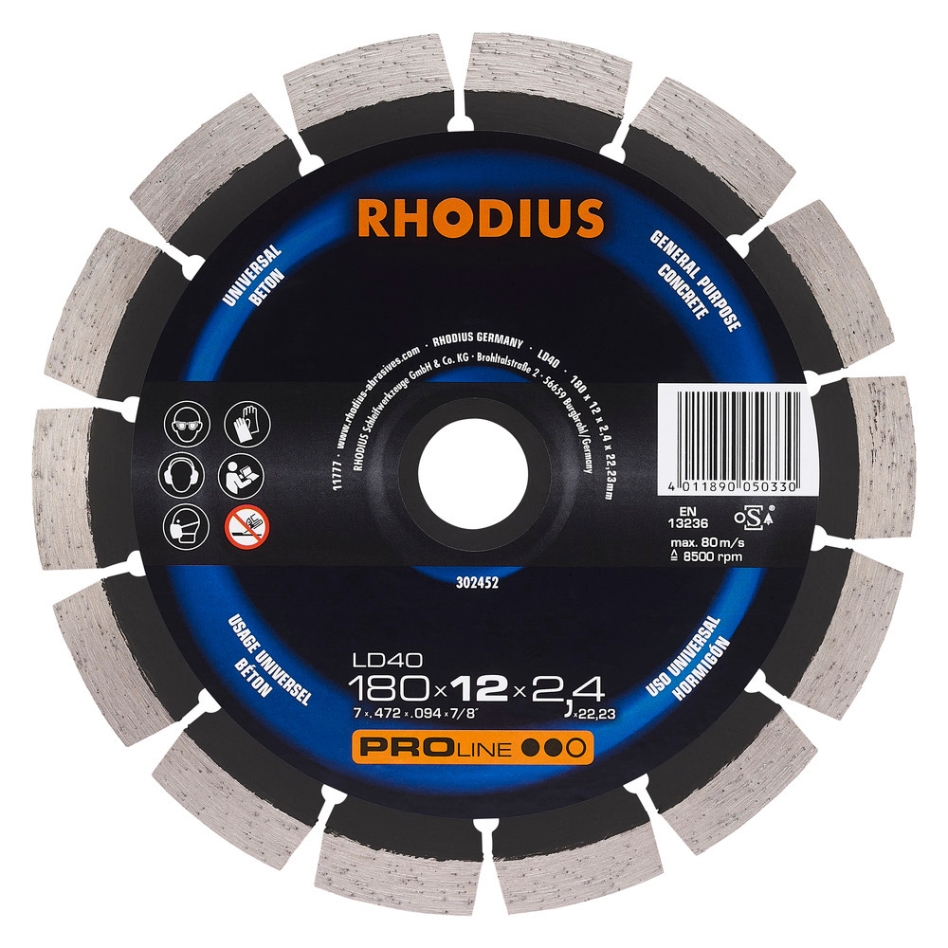 Rhodius 302452 LD40 Diamant Doorslijpschijf 180mm