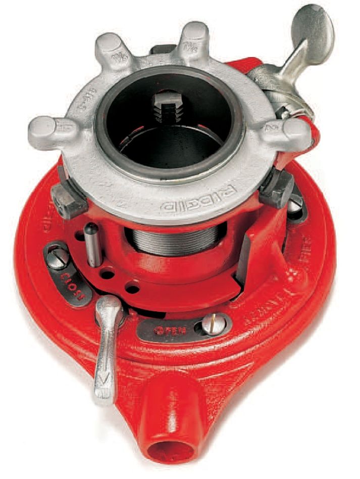Ridgid 65345 65R-TC BSPT Wijkende handdraadsnij-ijzer met 1 set sneldraaistalen snijkussens
