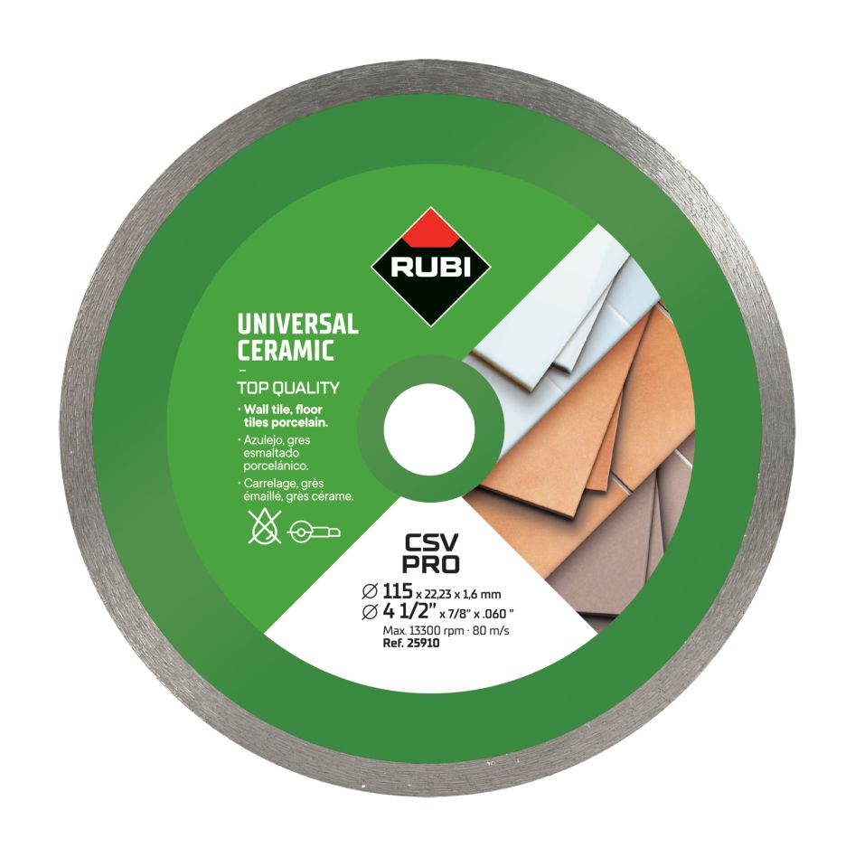 Rubi 25910 CSV-115 PRO CONTINU Diamantzaagblad 115mm voor keramische tegels