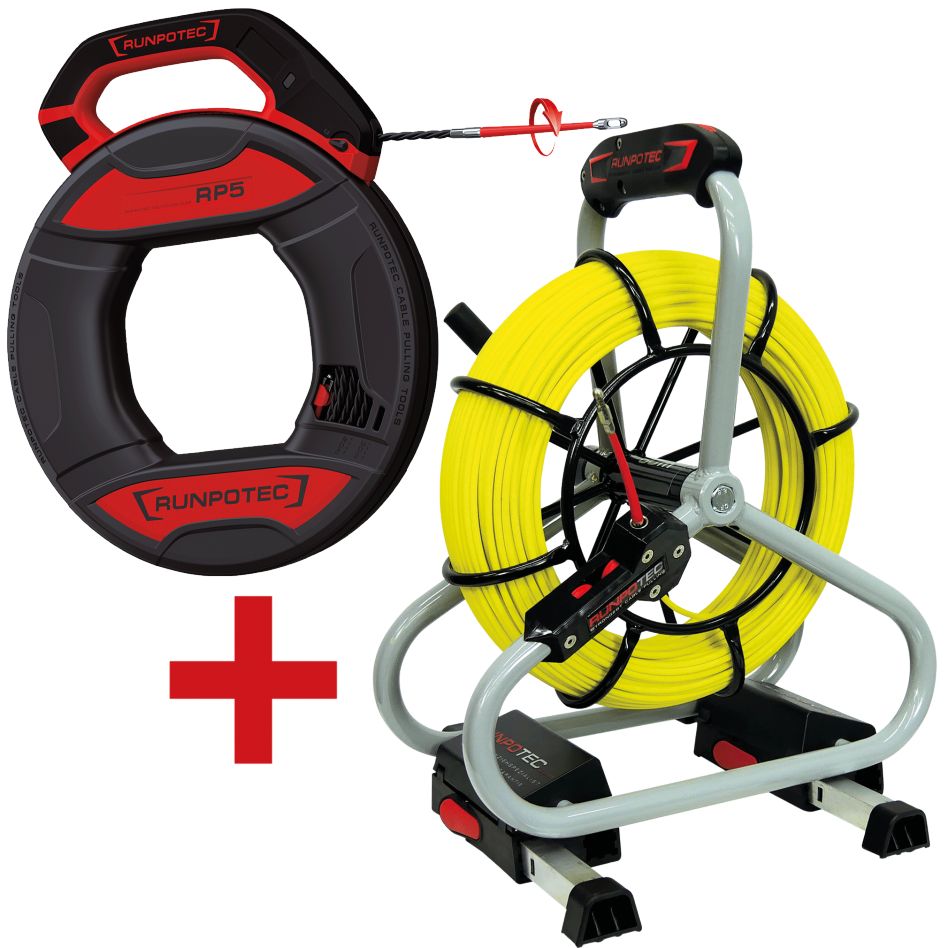 Runpotec 11120 ACTIESET Profi-set Glasvezel Trekveer Ø 4,5mm 60m + RUNPO 5 met Box 30m