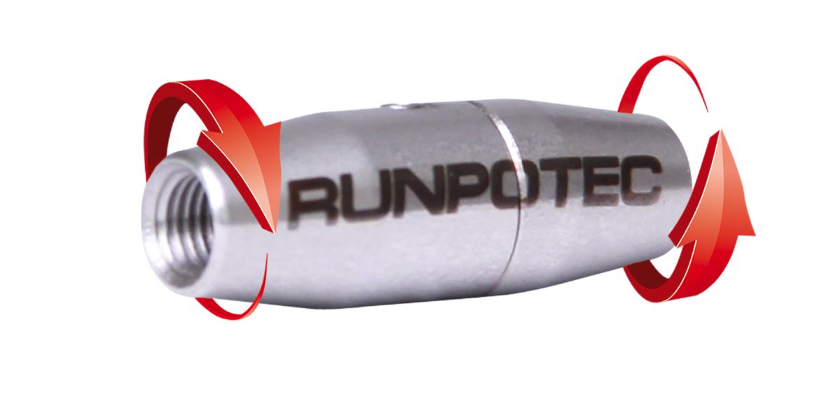 Runpotec 20251 RVS Verbindingstuk draaibaar RTG6 t.b.v.Ø 4,5mm en 6mm Glasvezel Trekveer