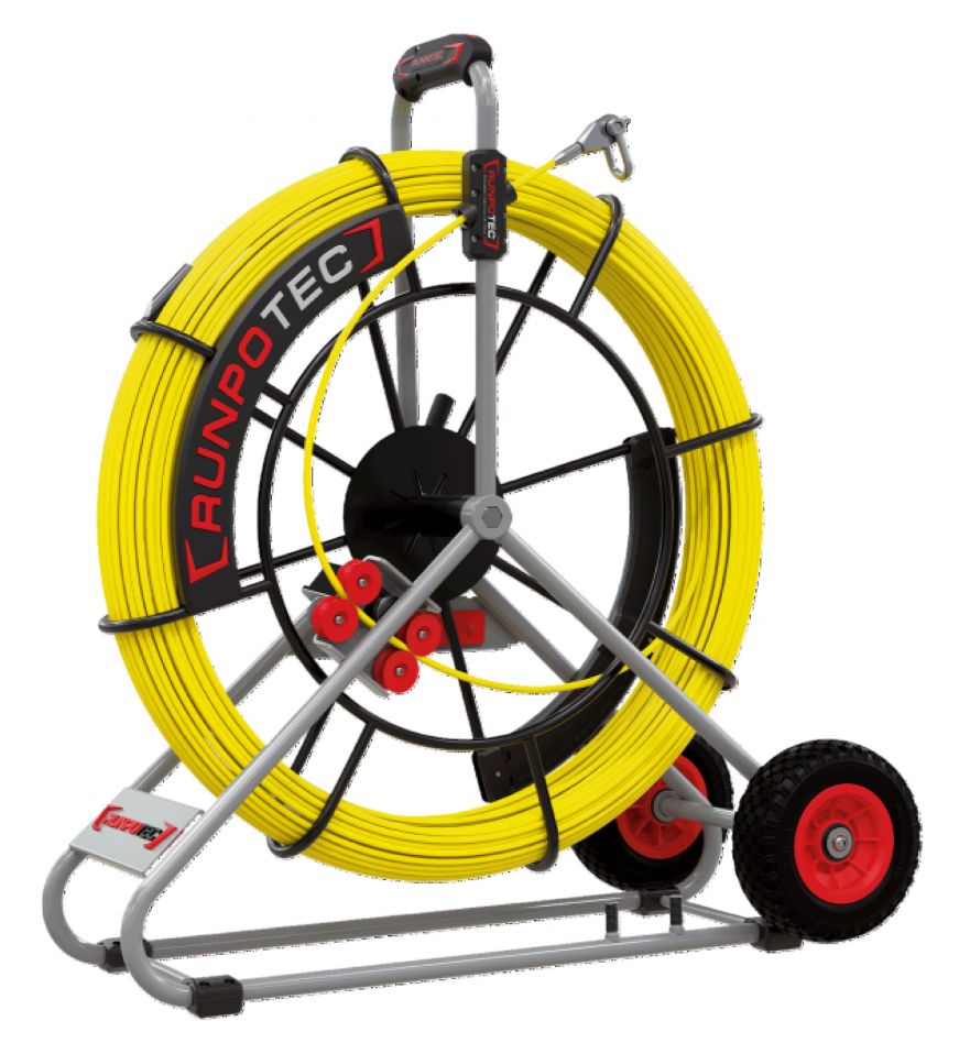 Runpotec 10080 Profi-set Glasvezel Trekveer Ø 7,5mm RTG12 100m incl. Haspel