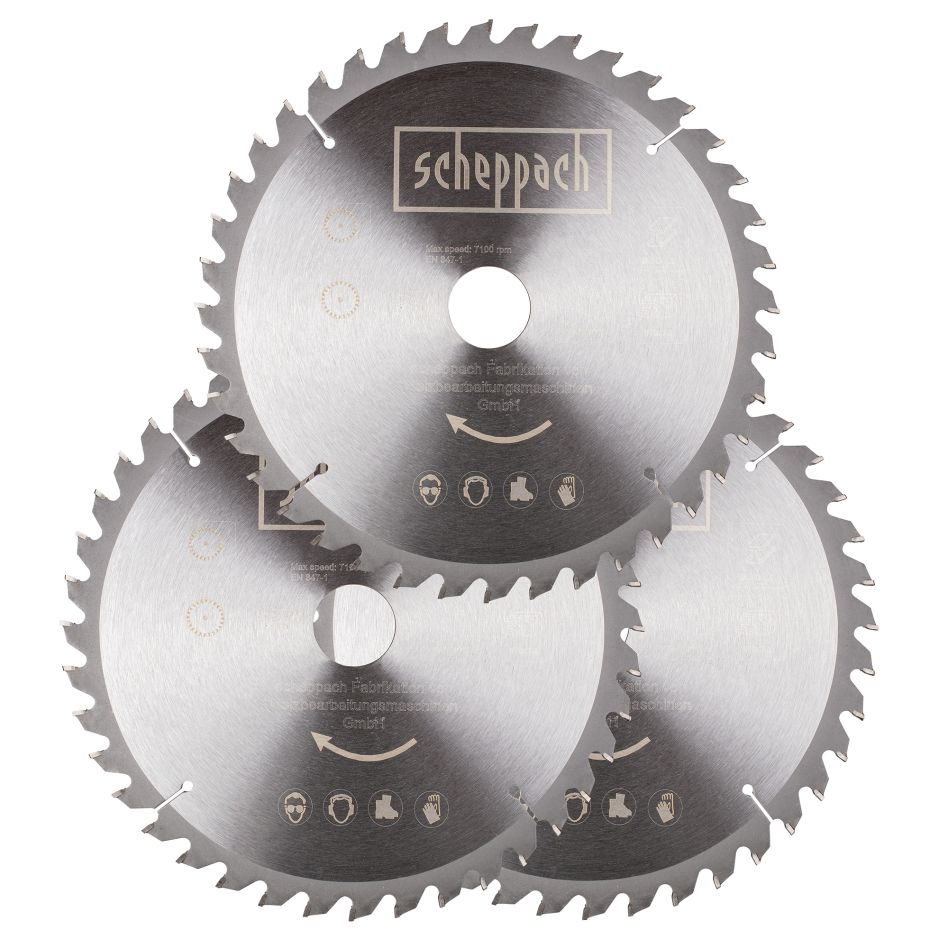 Scheppach 7901200721 Cirkelzaagbladset 3 stuks Ø 255 mm