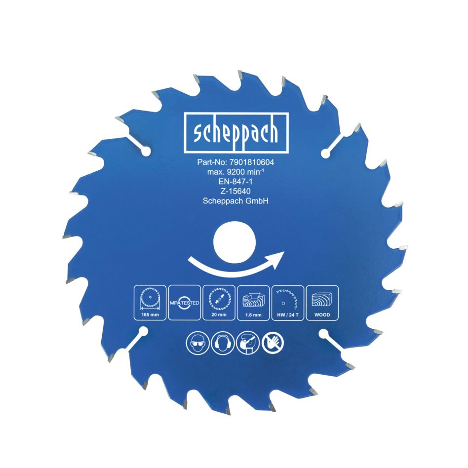 Scheppach 7901810604 Cirkelzaagblad Ø165 24 Tanden