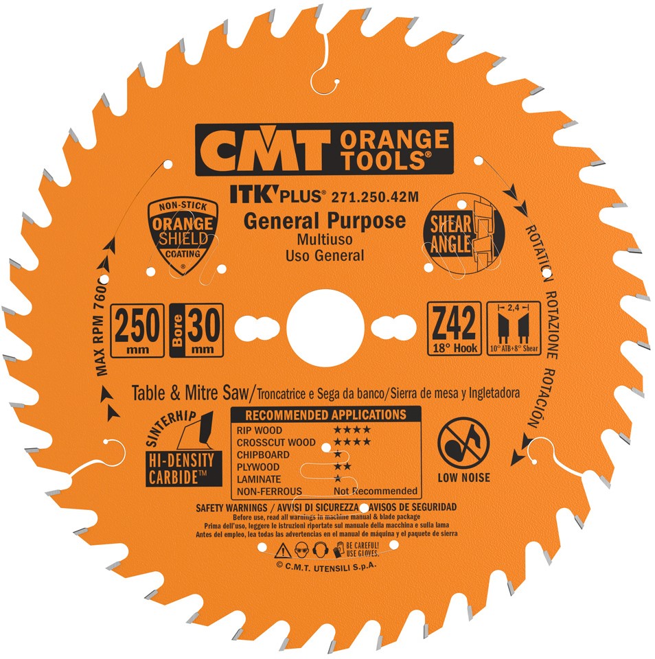 CMT 271.250.42M Ultra dun Schulpzaagblad met zaagbegrenzer 250 x 30 x 42T