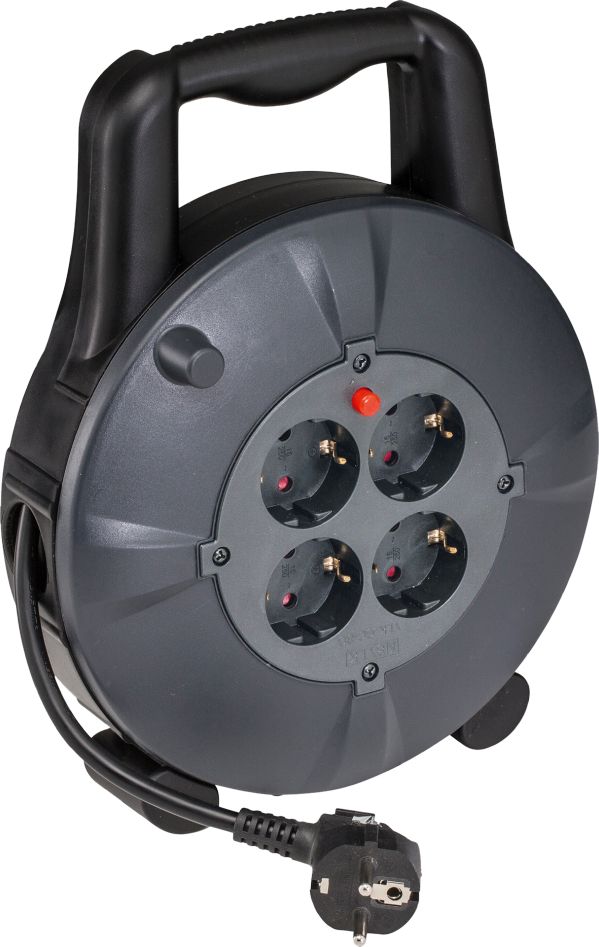 Schwabe 16086 Kunststof Kabelhaspel 230V/16A IP20 Vinyl H05VV-F 3G1,5 Zwart/Grijs 10m