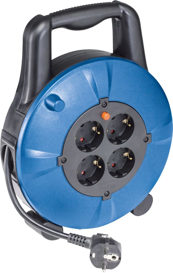 Schwabe 16094 Kunststof Kabelhaspel 230V/16A IP20 Vinyl H05VV-F 3G1,5 Zwart/Blauw 10m