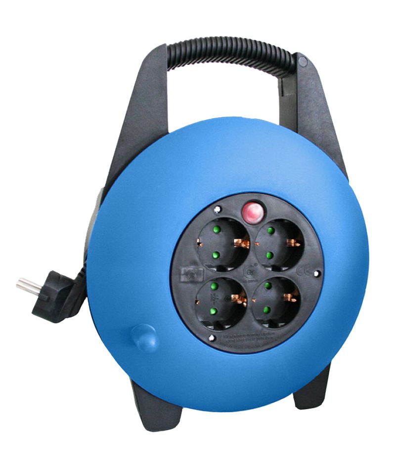 Schwabe 16095 Kunststof Kabelhaspel 230V/16A IP20 Vinyl H05VV-F 3G1,5 Zwart/Blauw 15m