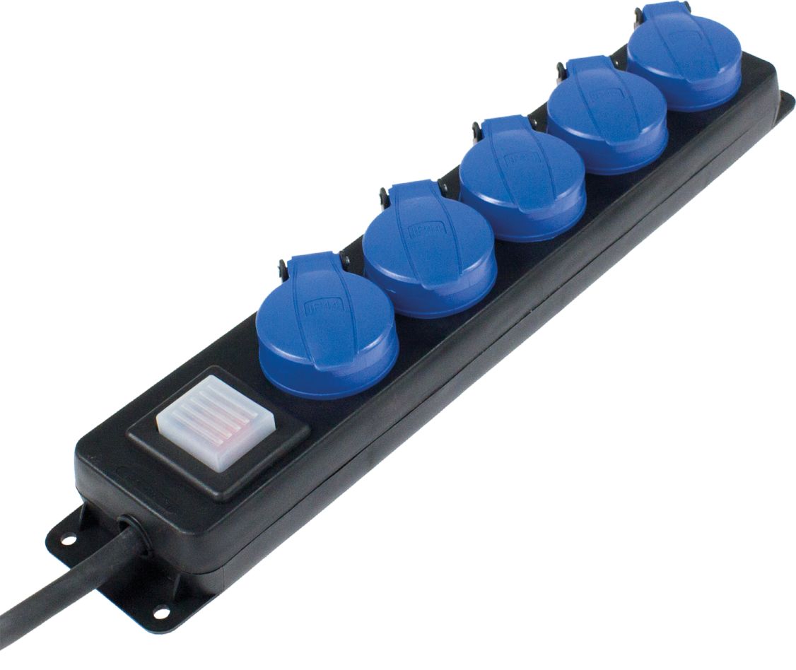 Schwabe 38605 Verdeeldoos 230V/16A IP44 5-voudig met Verlengkabel H07RN-F 3G1,5 4,5m