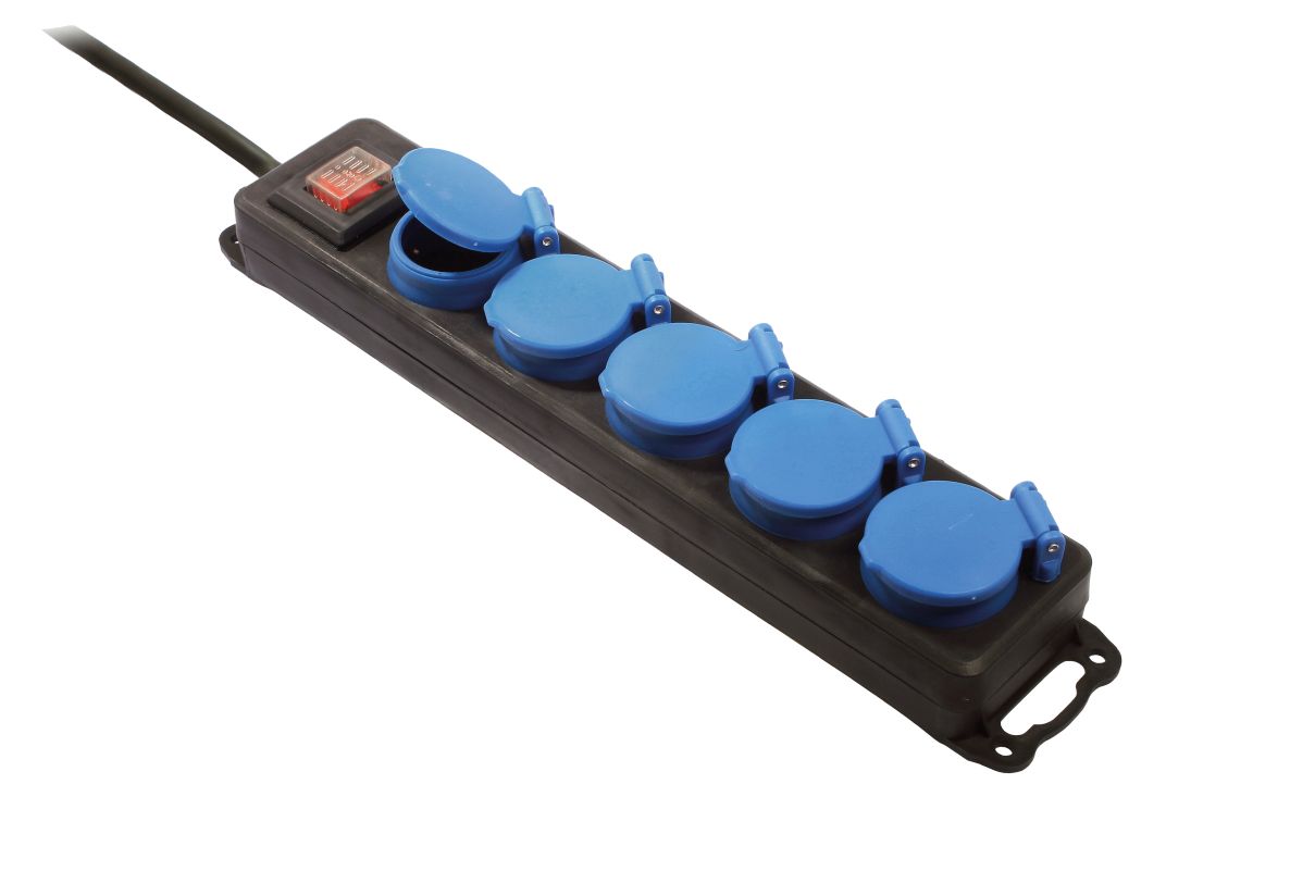 Schwabe 38609 Verdeeldoos 230V/16A IP44 5-voudig met Verlengkabel H07RN-F 3G1,5 1,5m