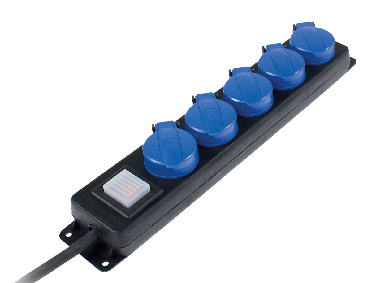 Schwabe 38619 Camping CEE Verdeeldoos 230V/16A IP44 5-voudig 3-polig H07RN-F 3G1,5 4,5m