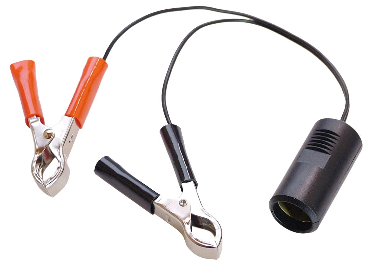 Schwabe 42305 Batterijadapter 12/24V met twee accuklemmen en sigarettenaanstekeraansluiting L=1m