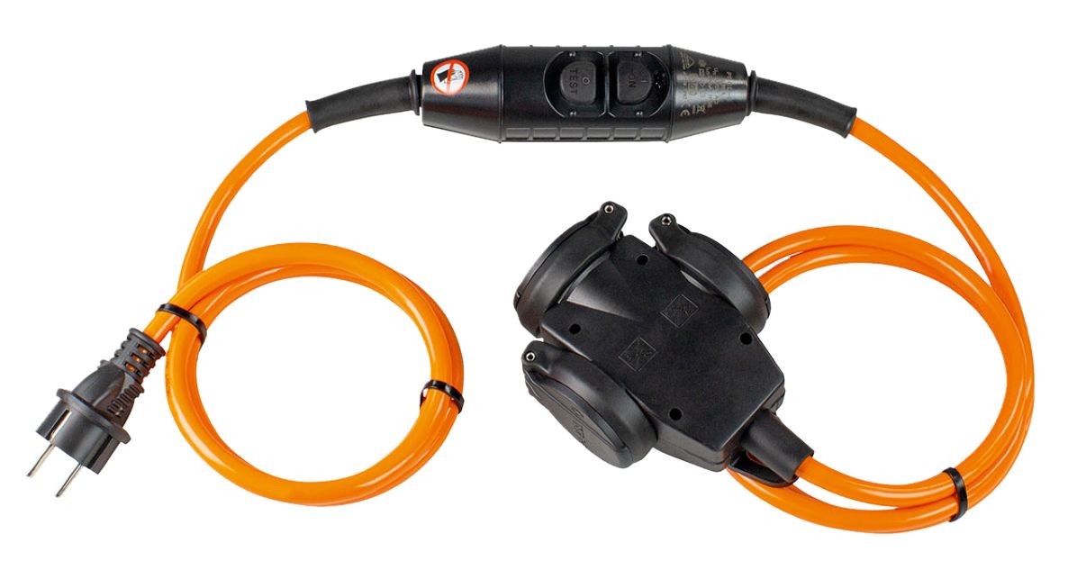 Schwabe 45460 Verlengkabel PUR PRCD-S H07BQ-F 3G2,5 3m met Verdeeldoos 230V/16A IP44 3-voudig
