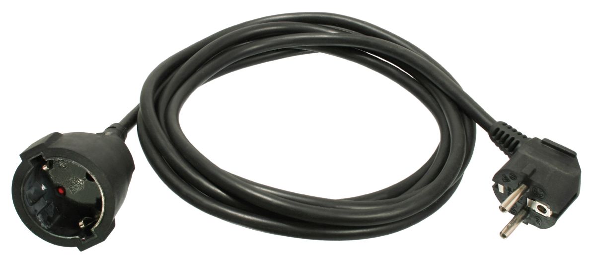 Schwabe 50202 Verlengkabel Vinyl 230V/16A IP20 H05VV-F 3G1,5 zwart 2m