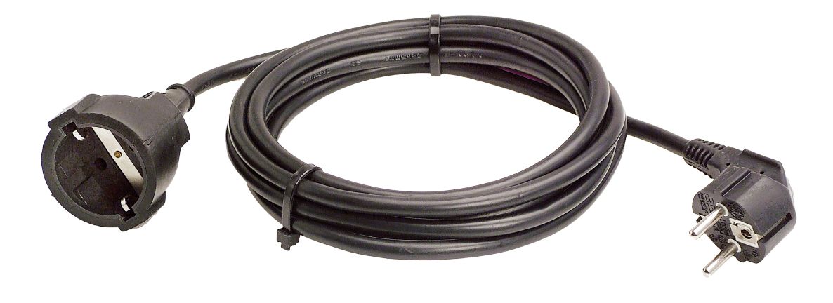 Schwabe 50512 Verlengkabel Vinyl 230V/16A IP20 H05VV-F 3G1,5 zwart 5m
