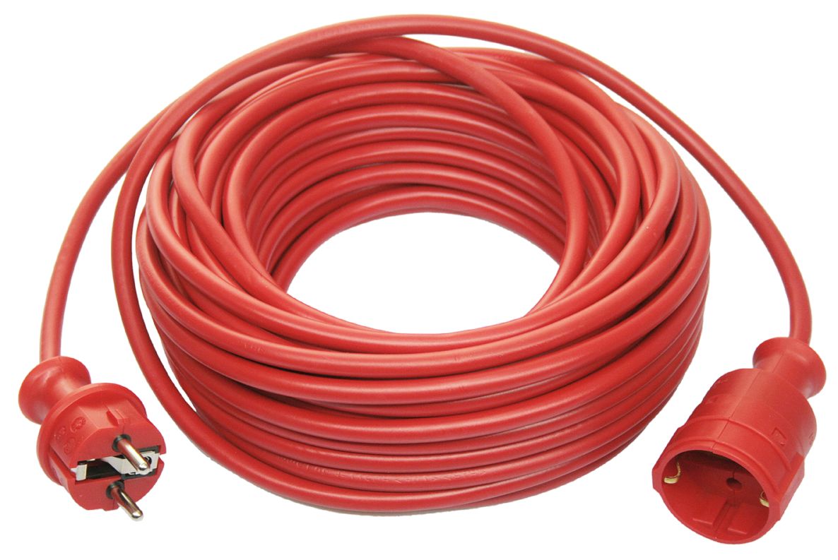Schwabe 51013 Verlengkabel Vinyl 230V/16A IP20 H05VV-F 3G1,5 rood 10m