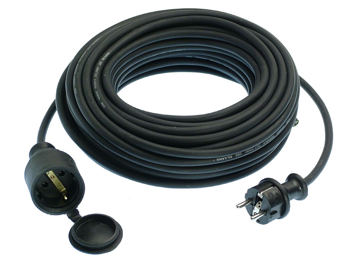 Schwabe 60305 Verlengkabel Rubber 230V/16A IP44 H05RR-F 3G1,5 zwart 5m