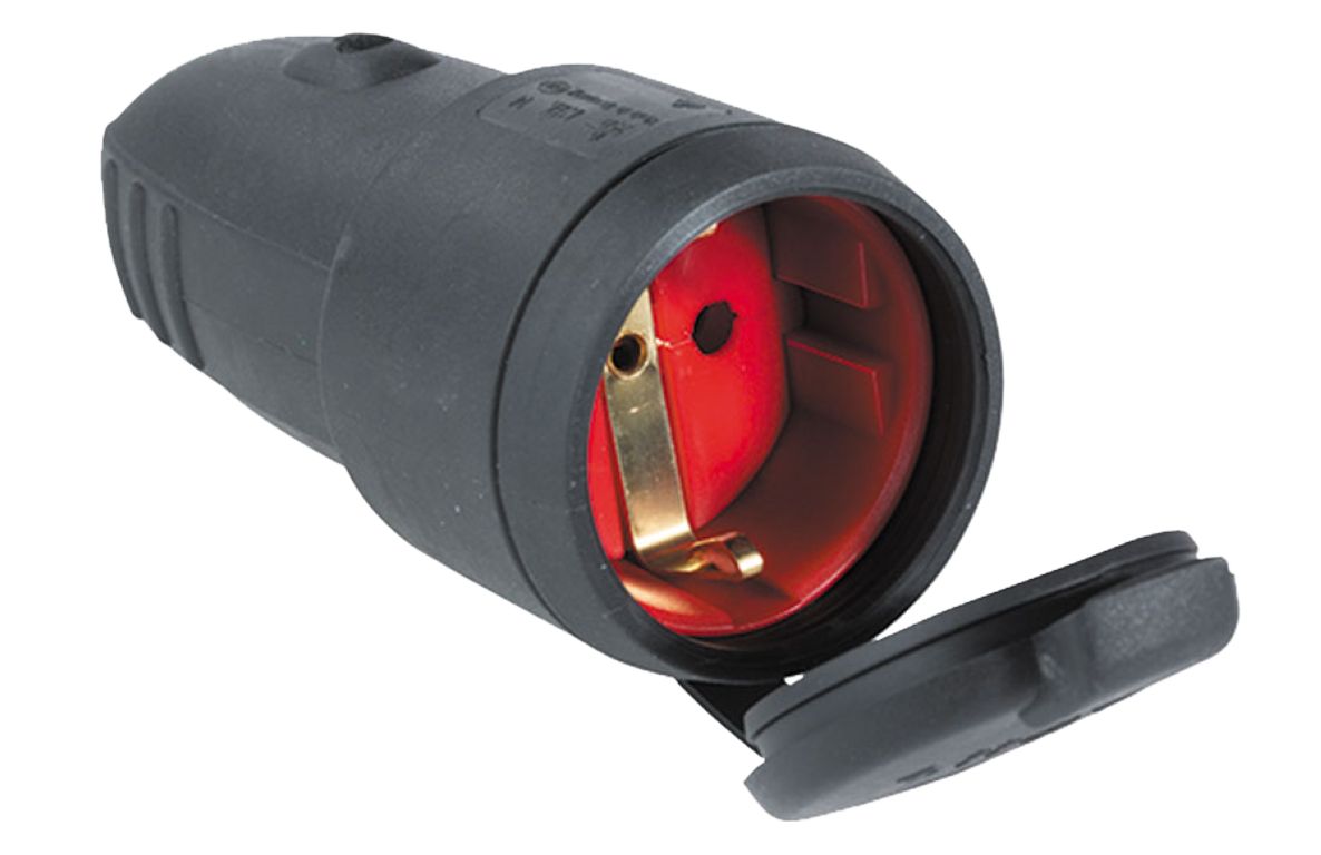 Schwabe 60415 Rubber Contrastekker 230V/16A IP44 Zwart