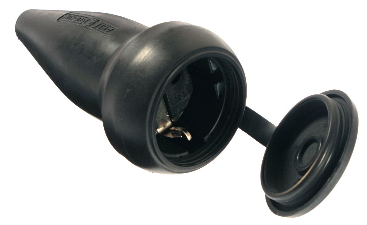 Schwabe 60417 Rubber Contrastekker met beschermkap 230V/16A IP44 Zwart