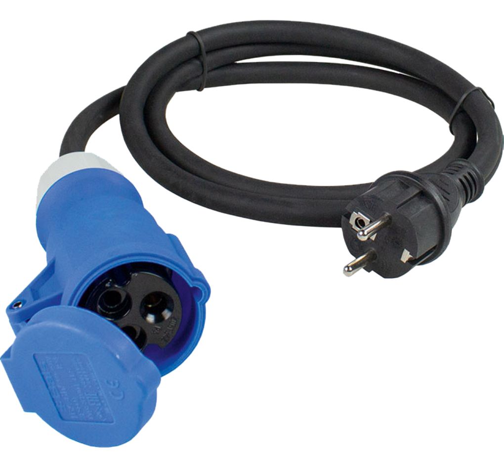 Schwabe 60487 Camping CEE AdapterKabel met geaarde Stekker 230V/16A IP44 H07RN-F 3G2,5 0.5m