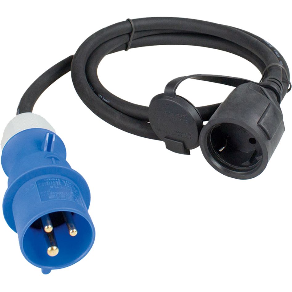 Schwabe 60489 Camping CEE Adapterkabel met geaarde Contrastekker 230V/16A IP44 H07RN-F 3G2,5 0,5m