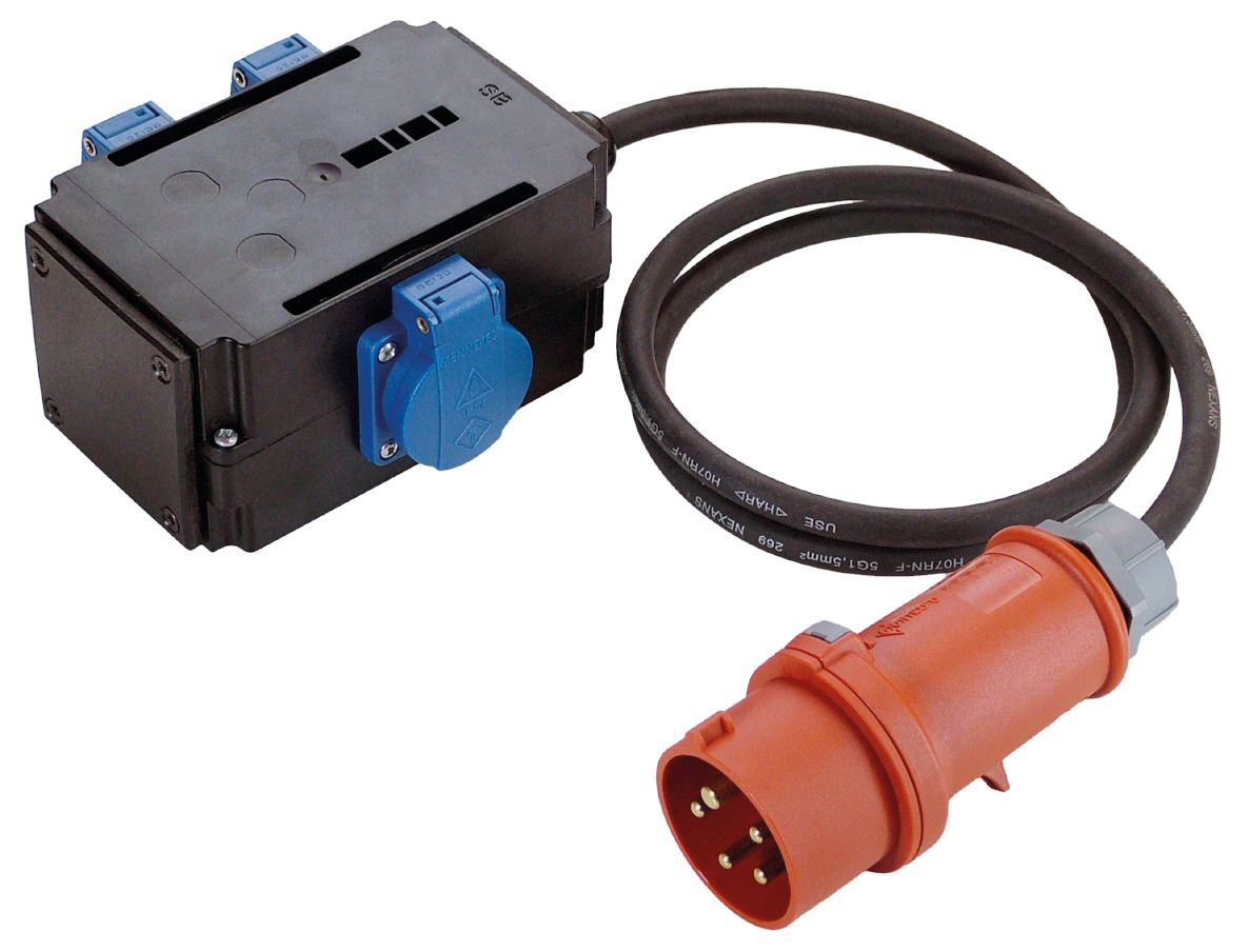 Schwabe 60527 CEE MIXO Adapter 400V/16A IP44 5-polig NAGOLD met kabel H07RN-F 5G1,5 1,5m