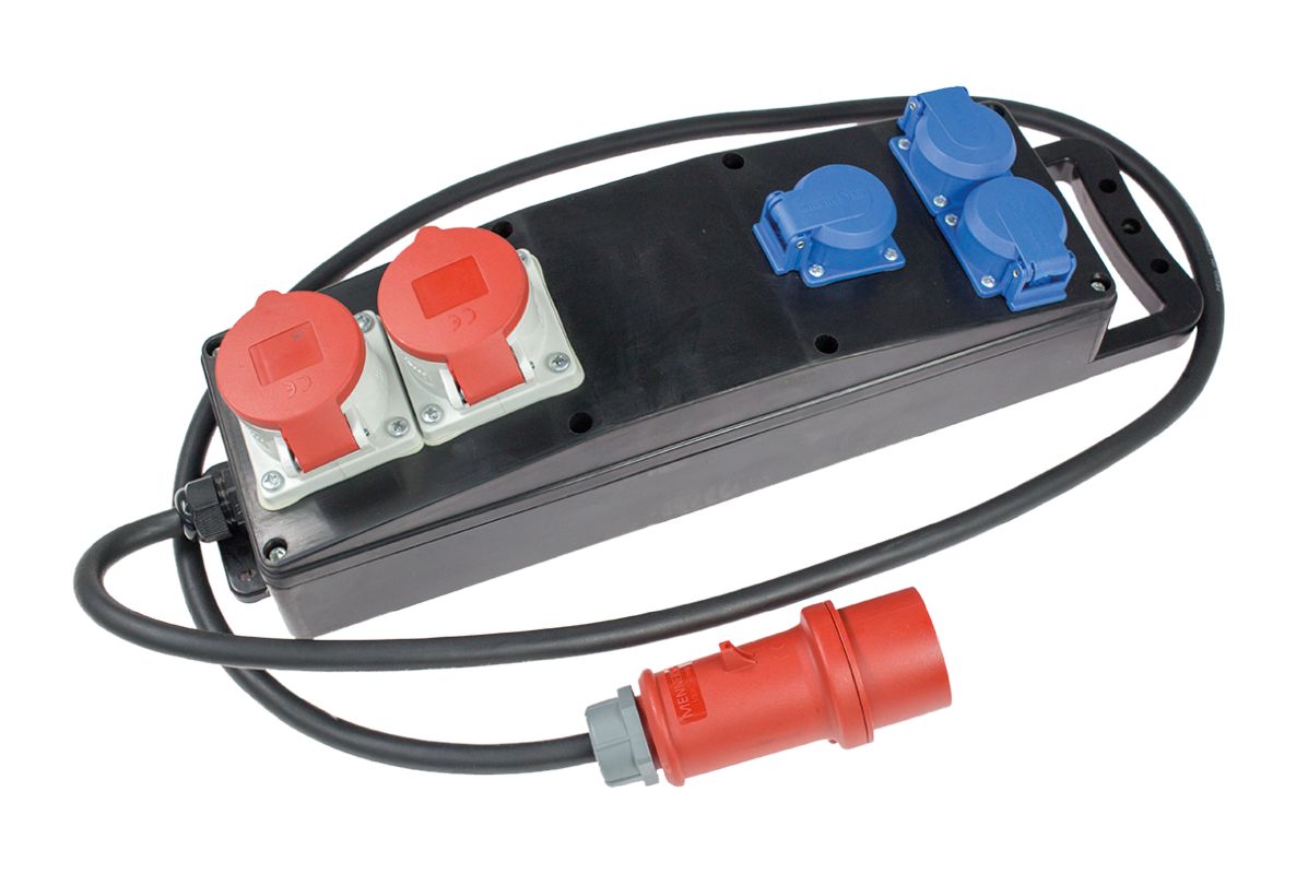 Schwabe 60560 CEE Stroomverdeler Massief Rubber S4 400V/16A IP44 5-voudig H07RN-F 5x2,5 2m