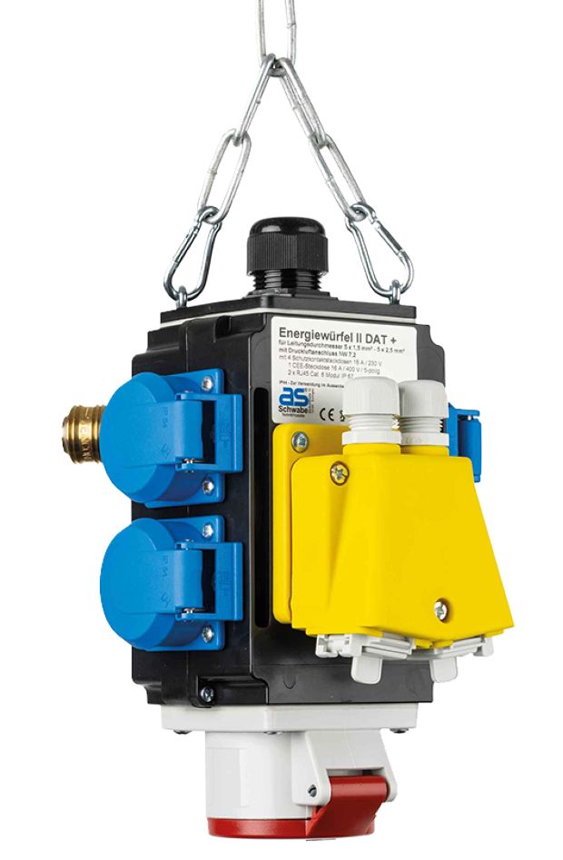 Schwabe 60764 MIXO Hangverdeler II 4x 230V/16A, 2x RJ45 Cat6 , 1x CEE 400/16A 5-polig