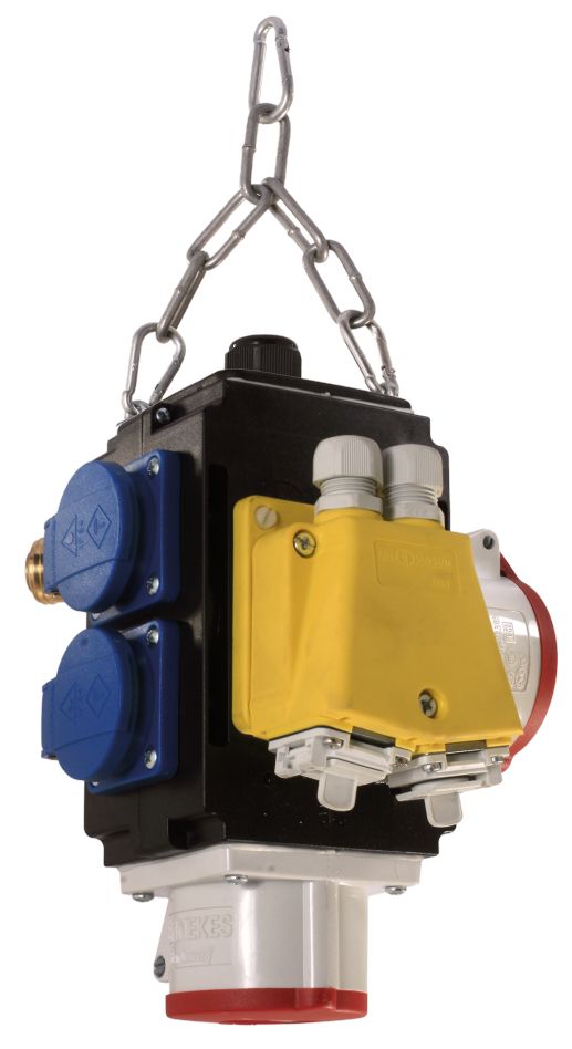 Schwabe 60766 MIXO Hangverdeler III 2x 230V/16A, 2x RJ45 Cat6, 2x CEE 400V/16A 5-polig