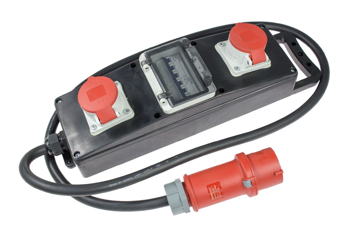 Schwabe 60806 CEE Stroomverdeler Massief Rubber S10 400V/32A IP44 5-polig H07RN-F 5x6 2m