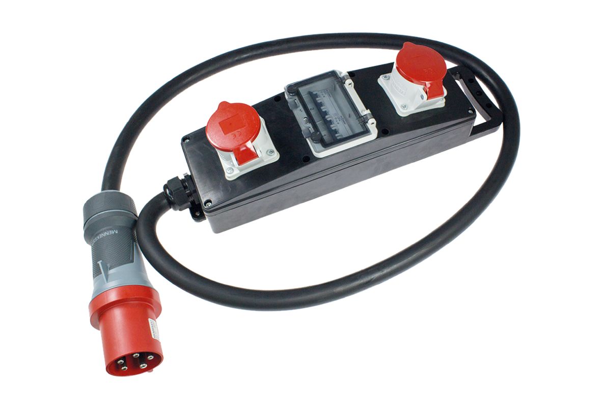 Schwabe 60807 CEE Stroomverdeler Massief Rubber S20+ 400V/63A IP44 5-polig H07RN-F 5x16 2m