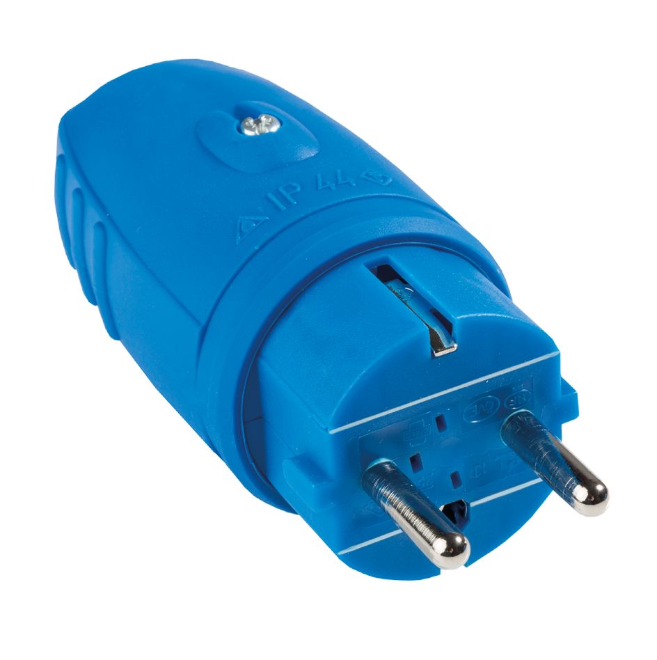 Schwabe 62401 Rubber Stekker 230V/16A IP44 Blauw tot 2.5mm²