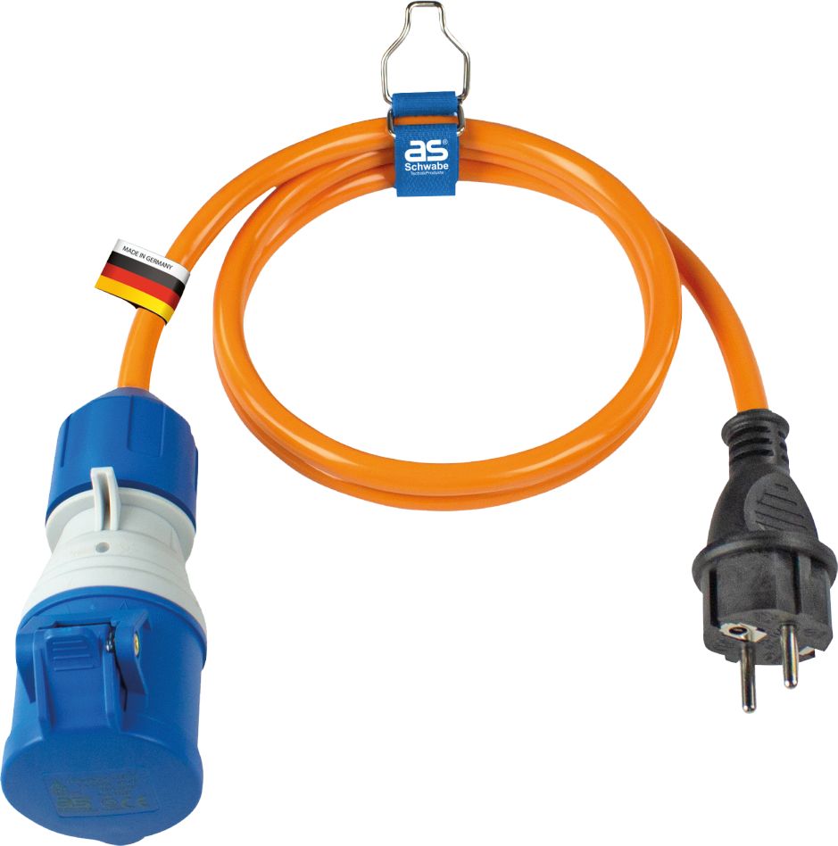Schwabe 62434 Camping CEE Adapterkabel 230V/16A IP44 H07BQ-F 3G2,5 1,5m Frankrijk