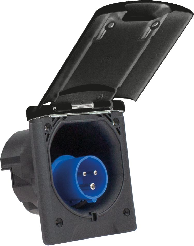 Schwabe 62471 Camping CEE Inbouwcontactdoos Pro 230V/16A IP44 3-polig Zwart