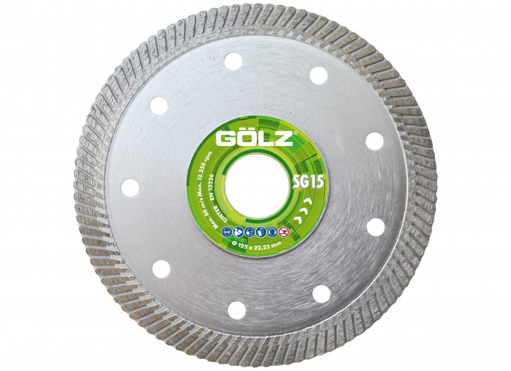 Gölz SG15125 SG15 Diamantzaagblad Tegels, Keramiek droog 125 x 22.2 mm