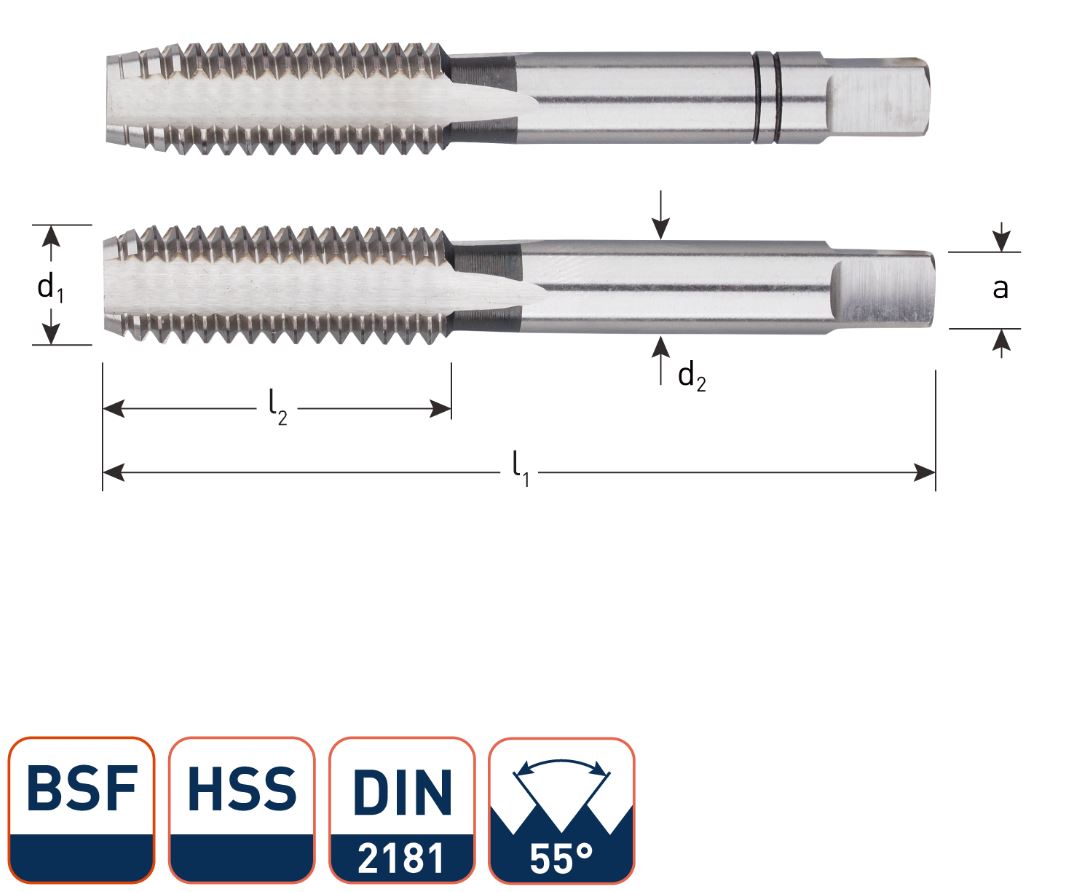 Rotec 306.1016 HSS Handtappenset 2-dlg DIN 2181 BSF 5/16-22