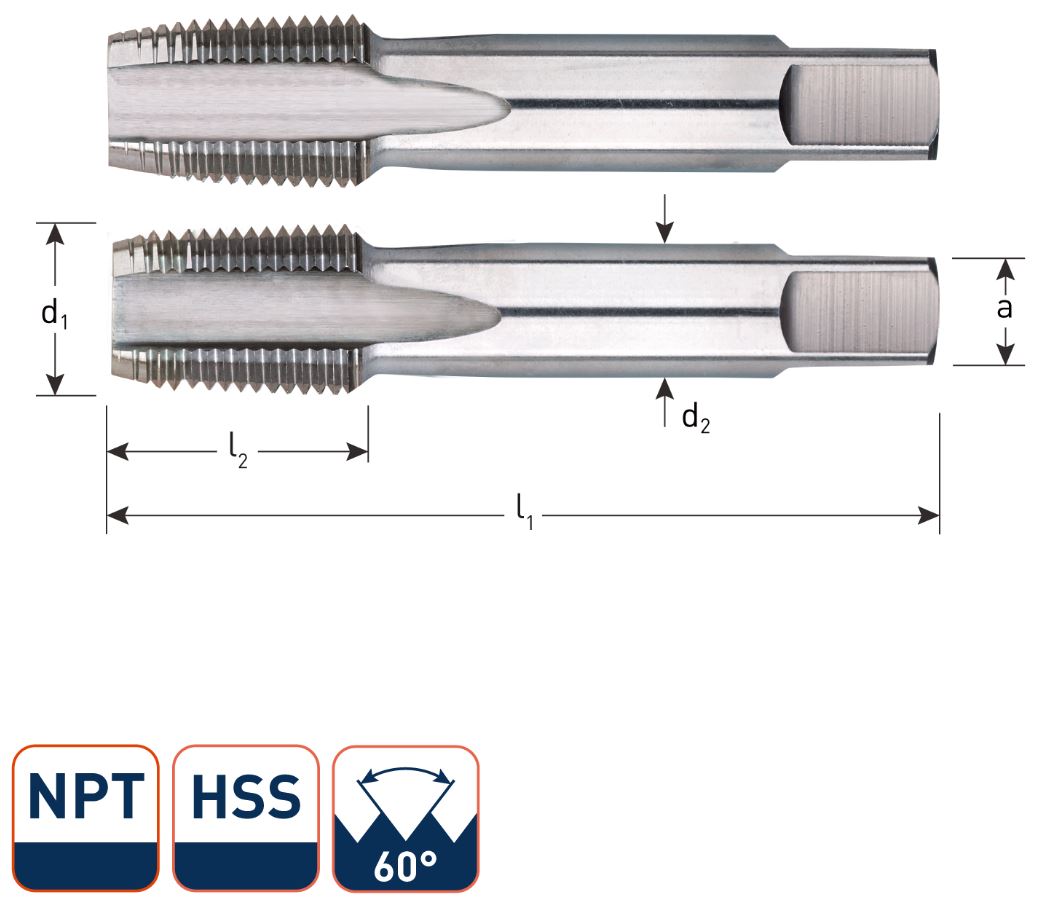 Rotec 314.0018 HSS Handtappenset 1/2 x 14 NPT (2)