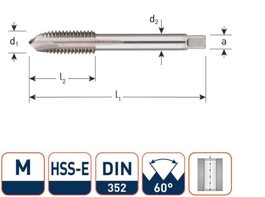 Rotec 328.1200 HSS-E machinetap DL DIN 352B M12x1,75
