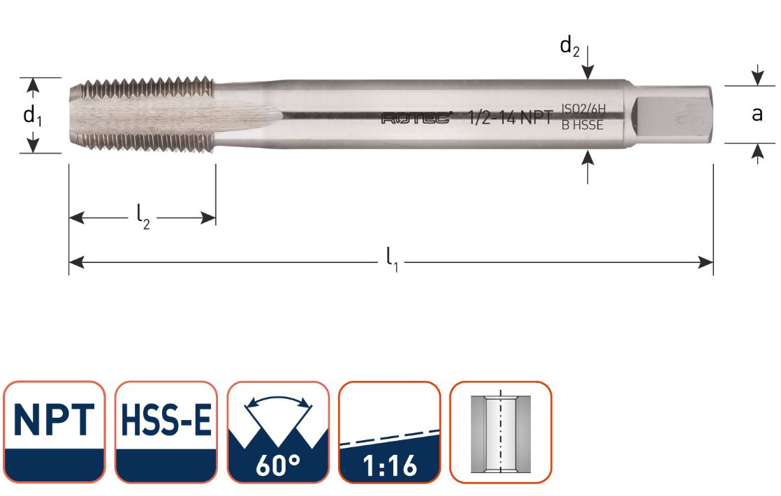Rotec 343.0080 HSSE 800 M.Tap NPT 3/8-18