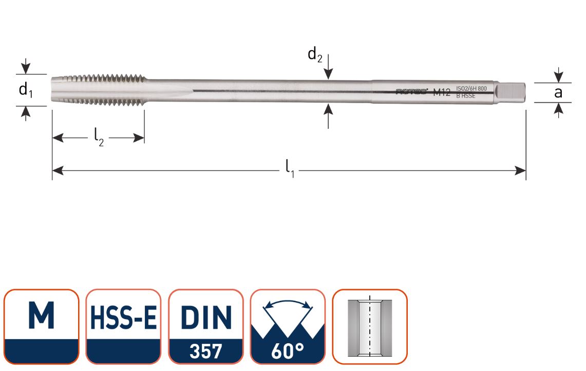 Rotec 350.0400 HSS M.Tap DIN 357 M 4 x 0,7