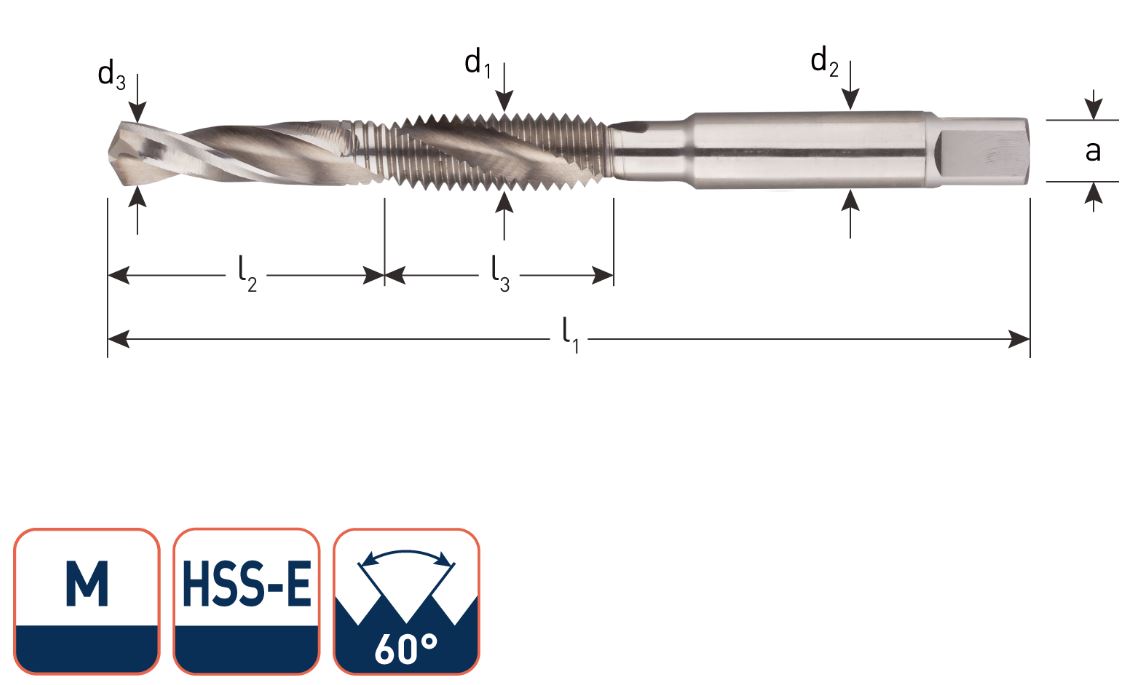 Rotec 355.0500 HSSE Combi-boortap Metrisch M 5 x 0,8