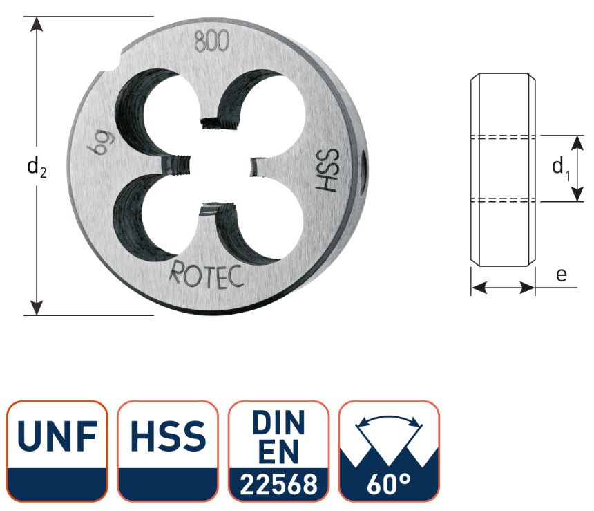 Rotec 364.0024 HSS Ronde Snijplaat DIN 223 UNF 9/16-18