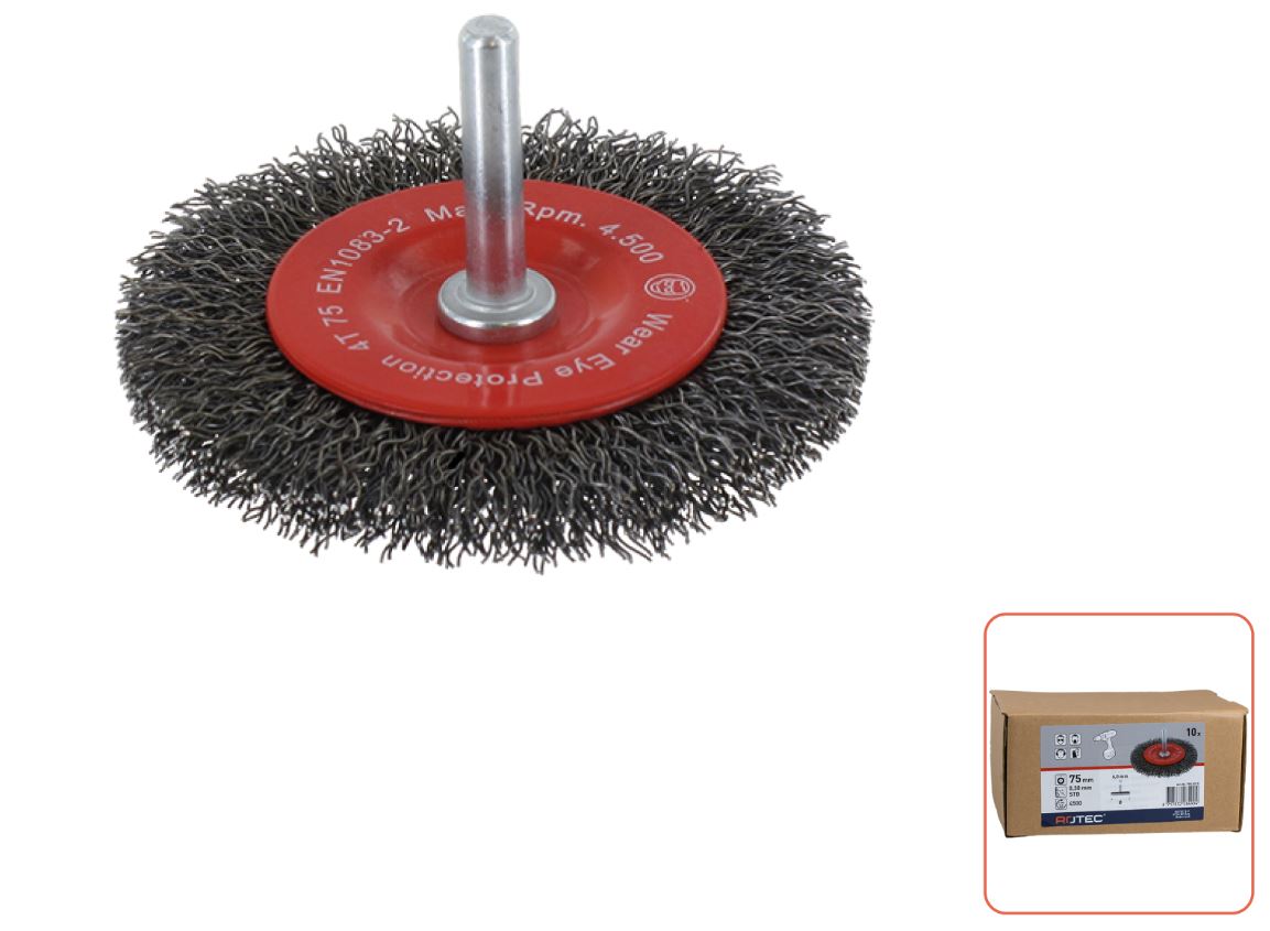 Rotec 798.0315 Stiftborstel sch.6mm 75 x 0,30 mm x 10 mm gegolfd staaldraad