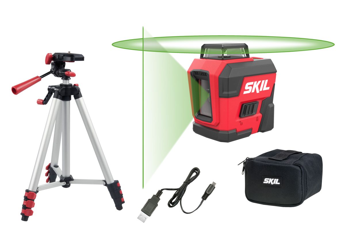 SKIL MT1E1961DA Zelfnivellerende kruislijn laser 360 groen + statief en USB laadkabel