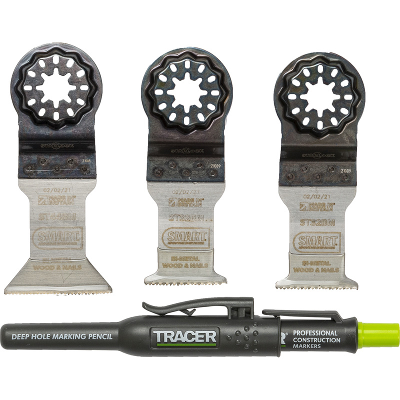 Smart Blades ST3MP StarLock Zaagbladenset Bi-Metaal + gratis diepmarkeringspotlood 4-delig