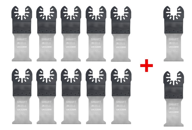 Smart Blades UK32BM10 Professional BIM Multitool zaagbladenset 32mm 10-delig + 2 extra zaagbladen in SMARTBoX