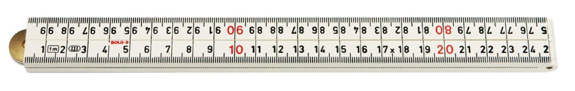 Sola 53035401 HK1/4W12 duimstok kunststof 1m 4-ledig wit