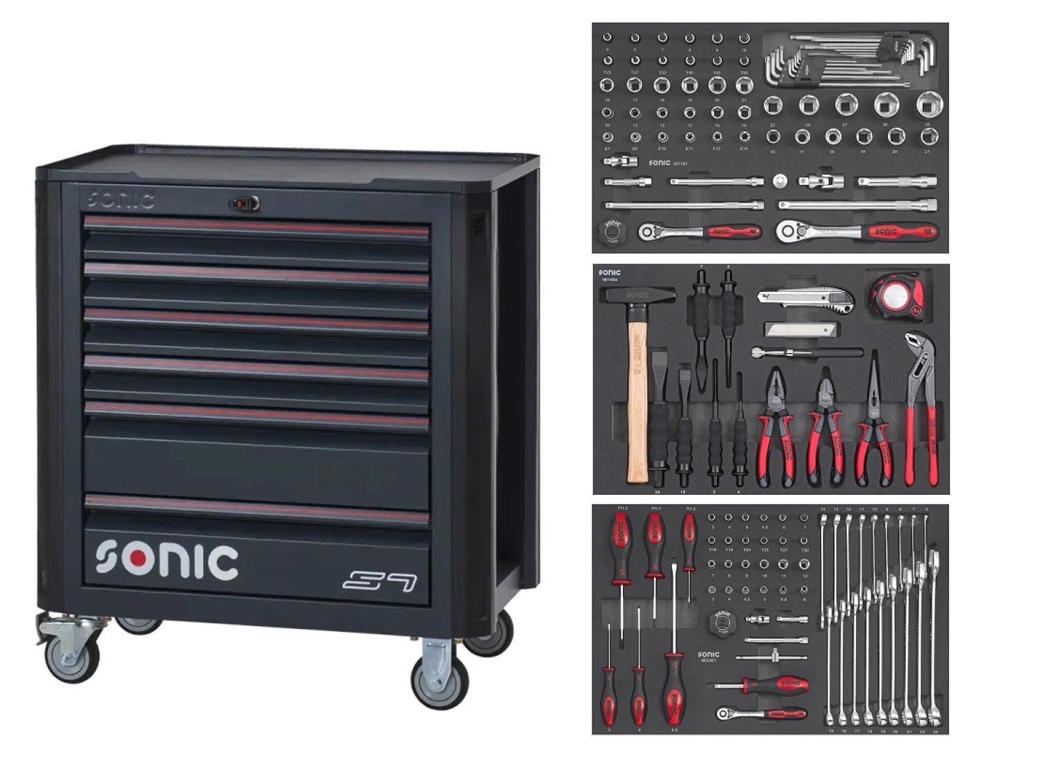 Sonic 714075 Gereedschapswagen gevuld | NEXT S7 | 140-delig