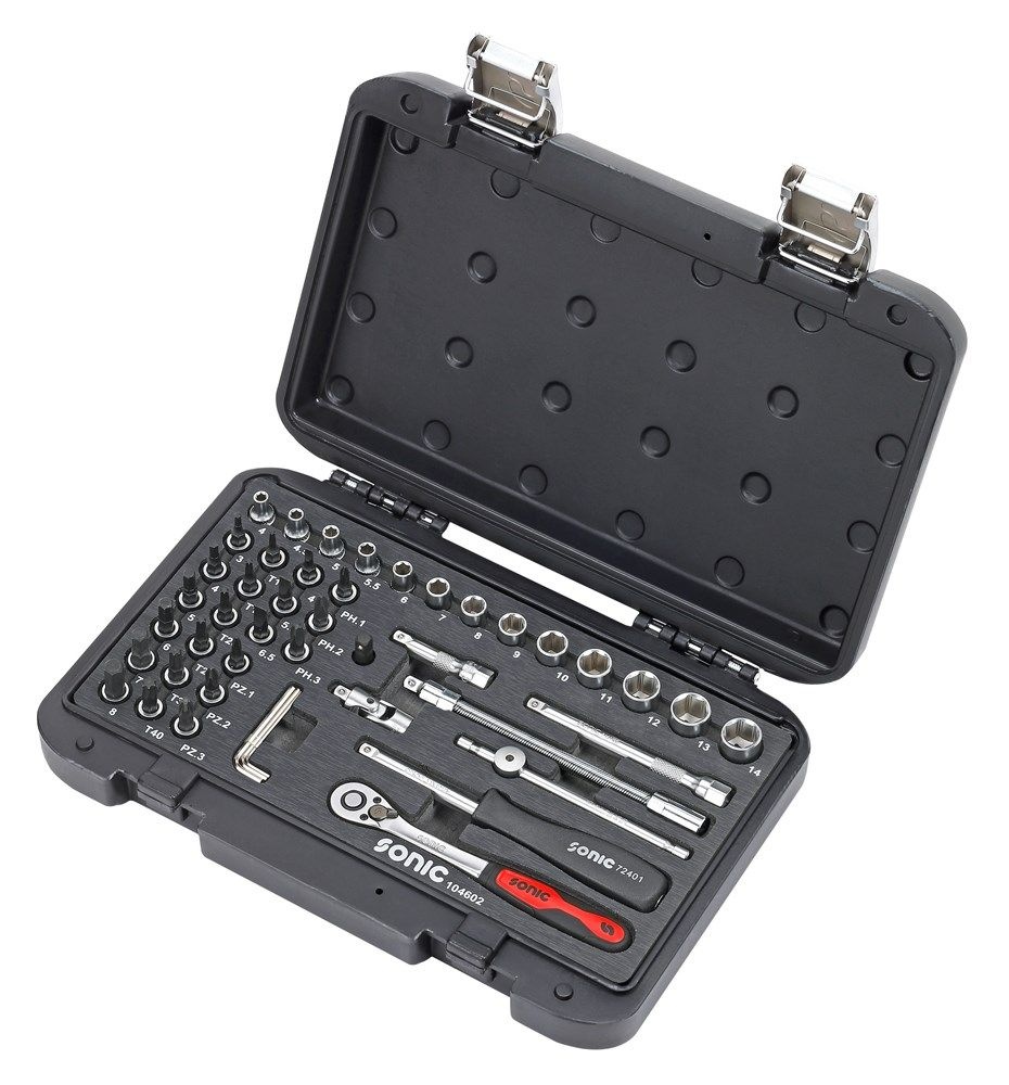 Sonic 104602 Doppenassortiment met ratel 1/4" 46-delig