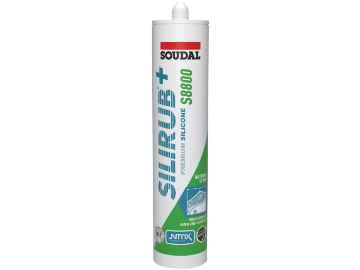 Soudal 123473 Silirub+ S8800 Sanitair Siliconekit Neutraal Natuursteen transparant grijs 300ml